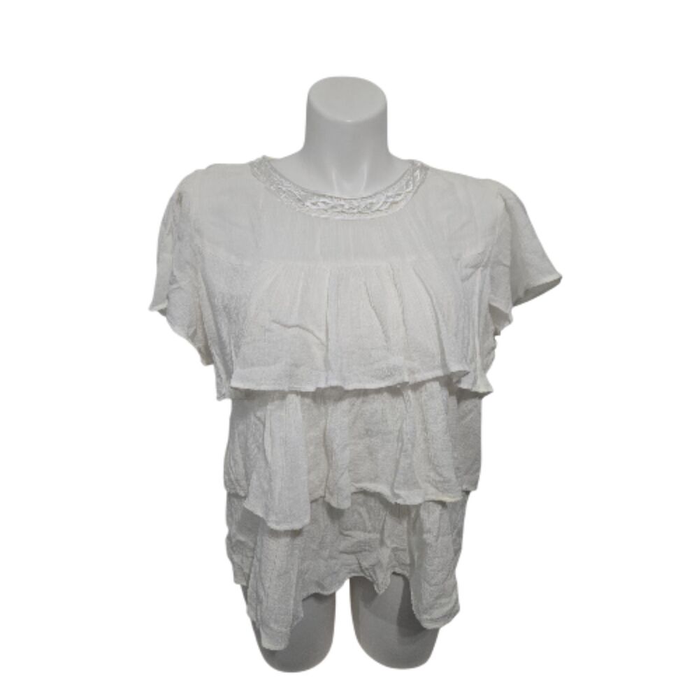 Citicraze Ruffles Blouse Women 18 White 100% Cotton